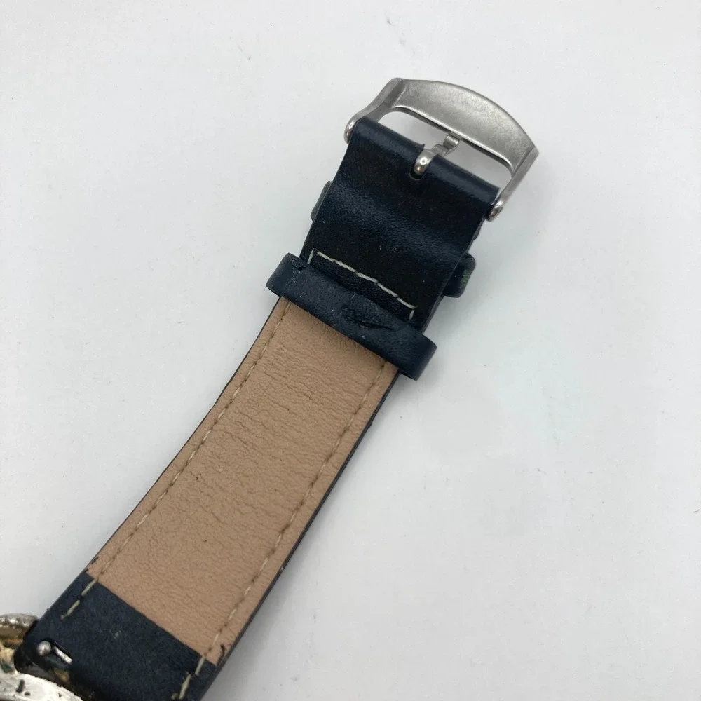 Fossil Blue Men's Watch 38mm Silver Tone Day Date Rotating Bezel New Battery 9